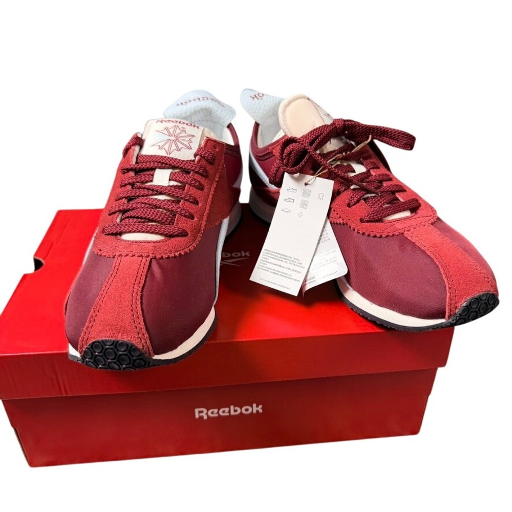 Reebok Sneakers Womens 9 Burgundy Blue R400 Running Shoes Low Top Suede Retro